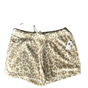 Old Navy: Leopard Animal Print Drawstring Loungewear Pajama Shorts Tan Size M